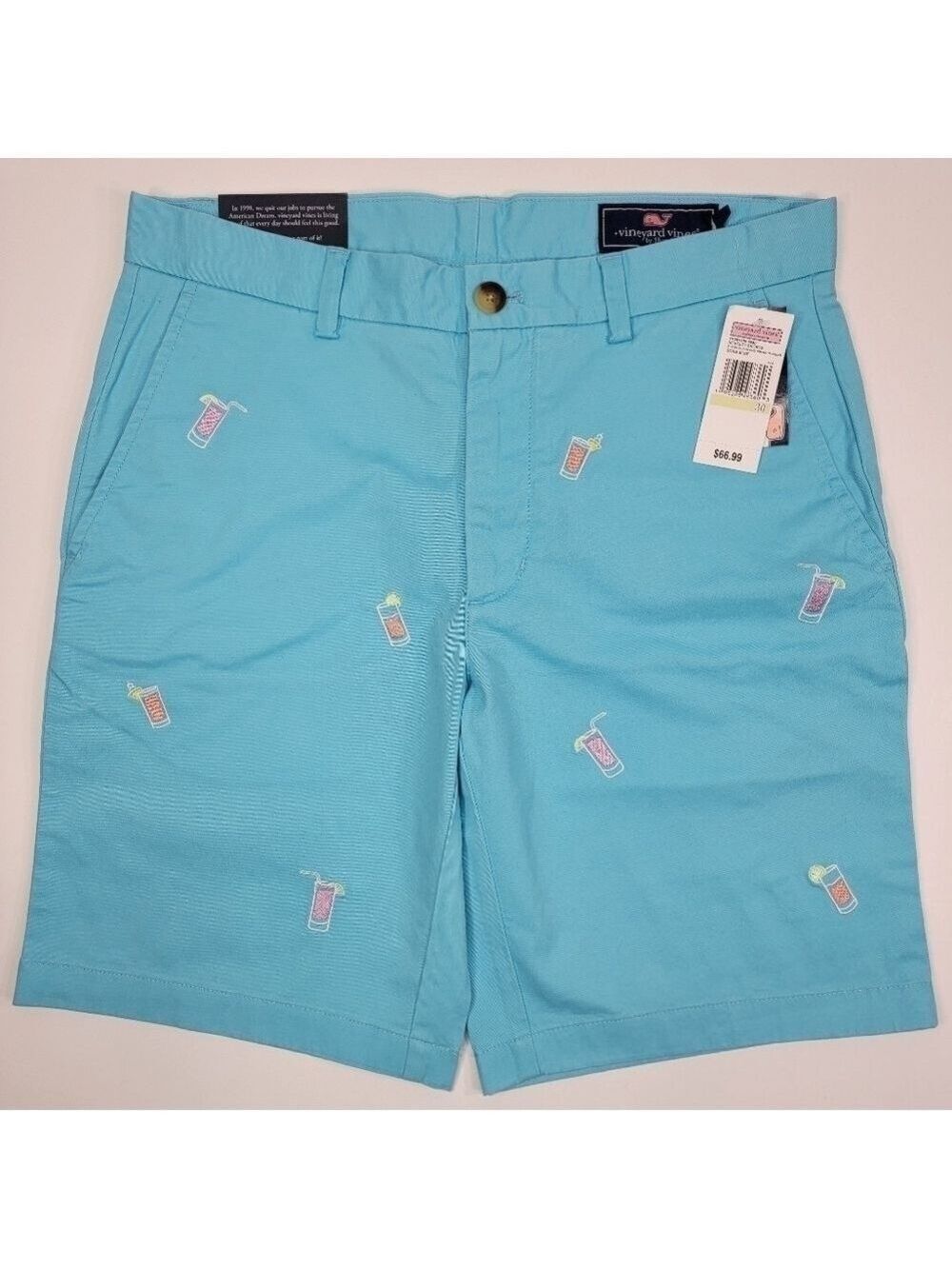 NEW Vineyard Vines Shorts Men’s 30 Blue Chino Stretch Breaker Rum Punch Drink